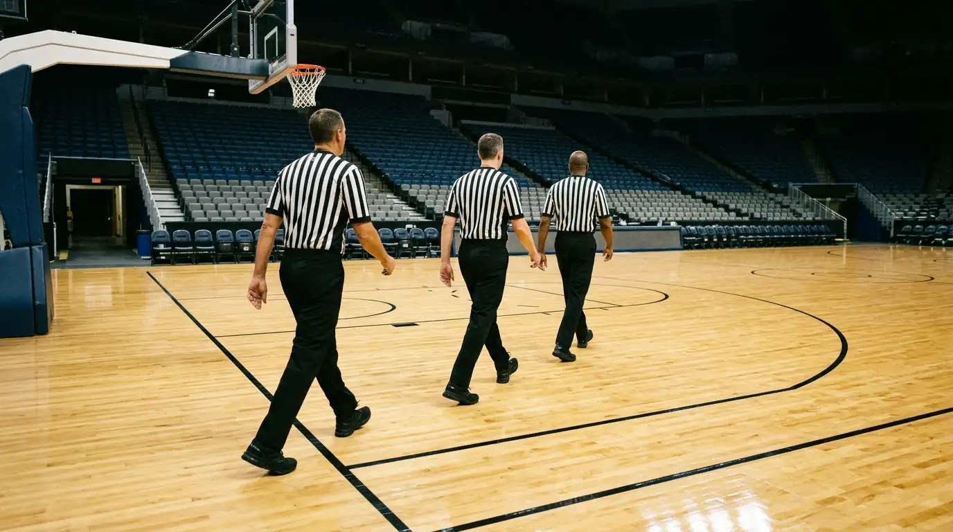 NBA playoff bracket and referee rotation chart showing assignment filtering through rounds